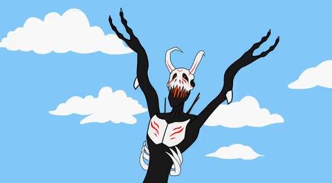 Skeleton cartoon character flailing its arms