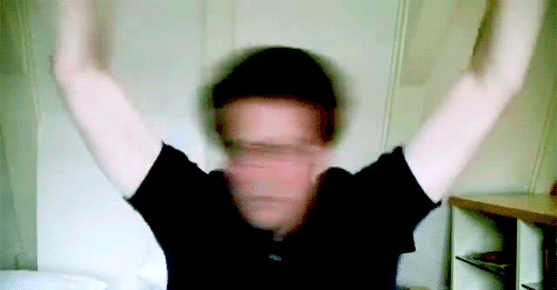 A man flailing his arms