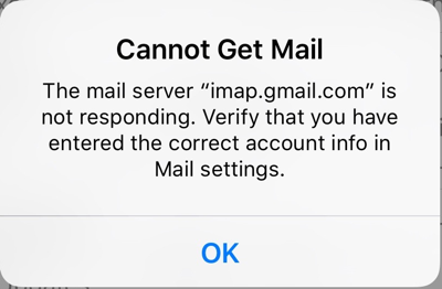 Cannot Get Mail error message