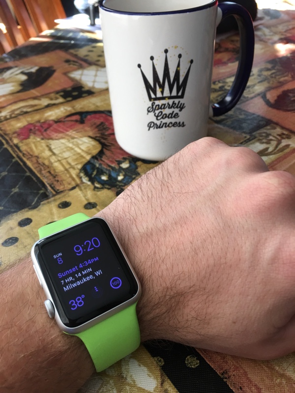 Picture of my left wrist with the Apple Watch controls placed on the left side rather than the right